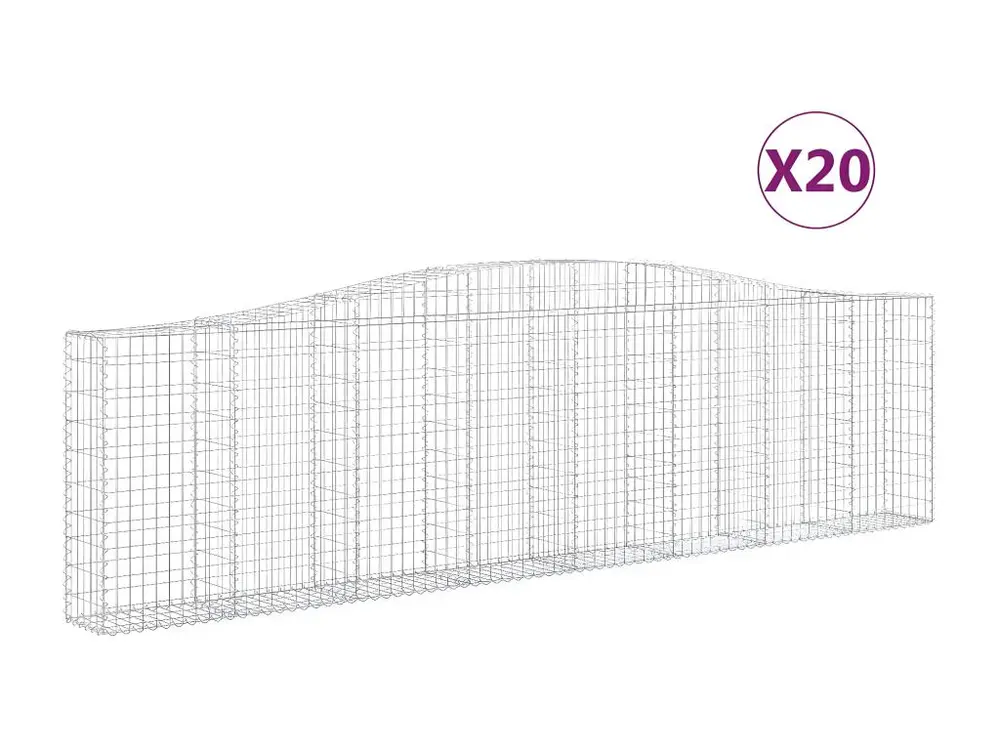 Paniers à gabions arqués 20 pièces 400x30x100/120 cm Fer galvanisé en Mélaminé résistant