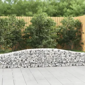 Paniers à gabions arqués 5 pièces 400x30x40/60 cm Fer galvanisé Couleur Noyer