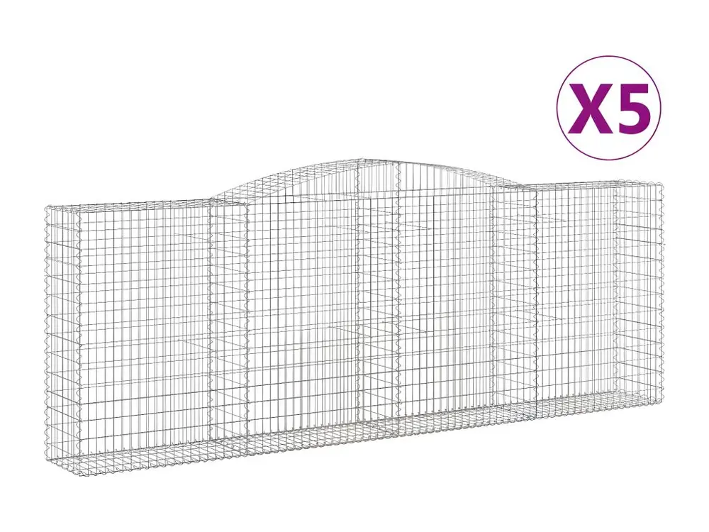 Paniers à gabions arqués 5 pièces 400x50x140/160 cm Fer galvanisé avec moteur électrique