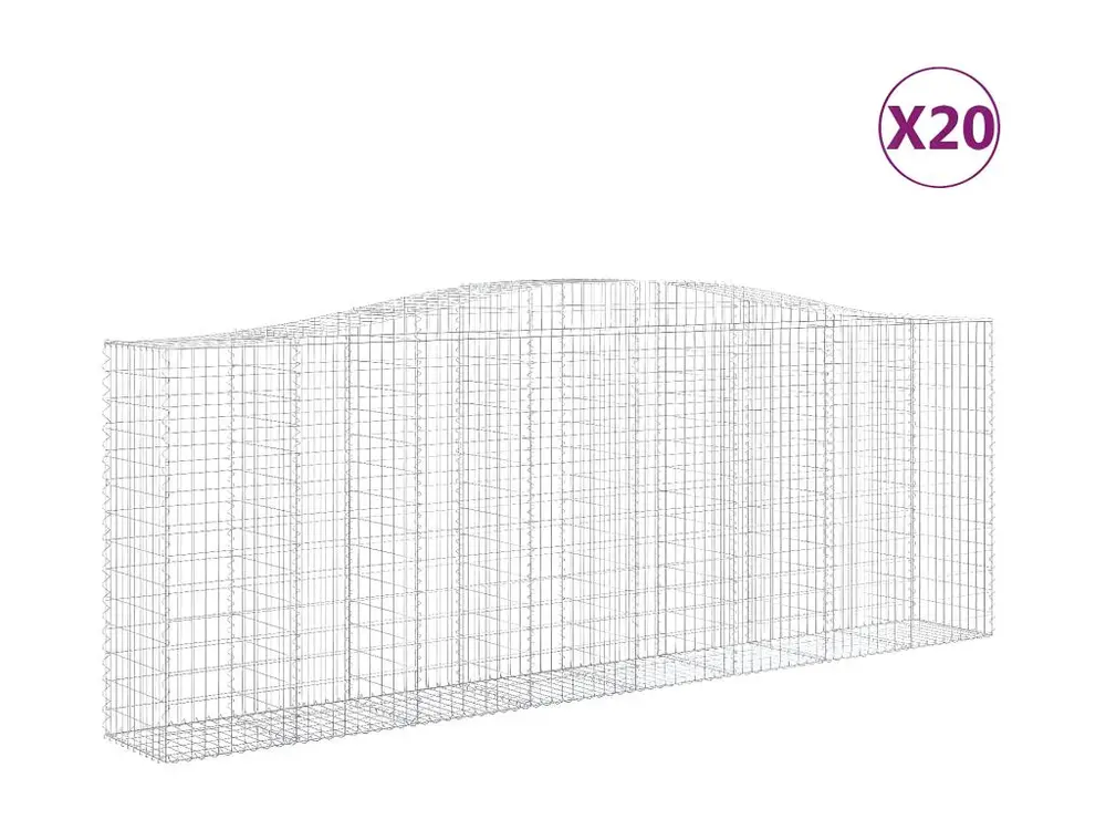 Paniers à gabions arqués 20 pièces 400x50x140/160 cm Fer galvanisé | Assemblage Facile et Rapide