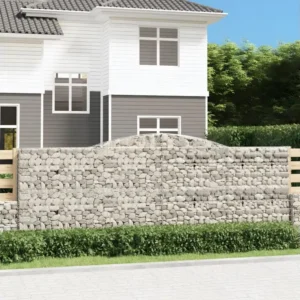 Paniers à gabions arqués 15 pièces 400x50x140/160 cm Fer galvanisé Dimensions 160x80 cm