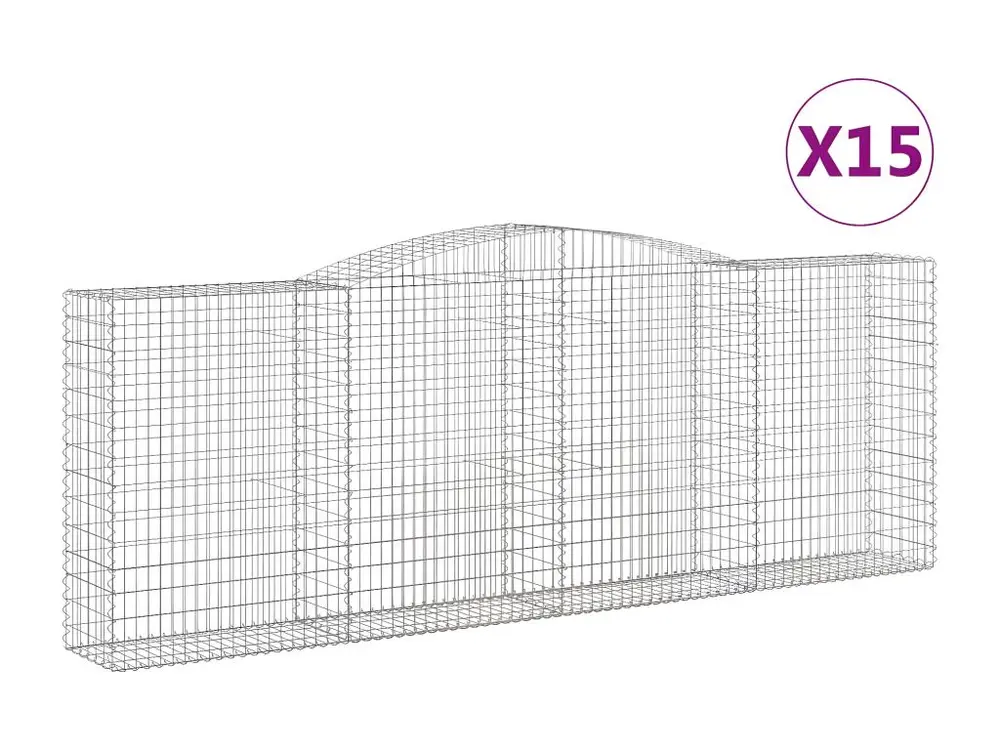 Paniers à gabions arqués 15 pièces 400x50x140/160 cm Fer galvanisé Dimensions 160x80 cm