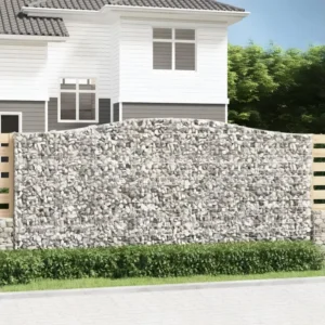 Paniers à gabions arqués 15 pièces 400x50x180/200 cm Fer galvanisé avec Plateau Réglable en Hauteur