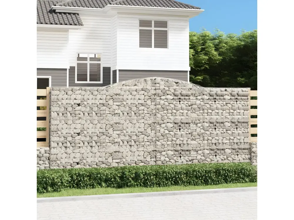 Paniers à gabions arqués 6 pièces 400x50x180/200 cm Fer galvanisé avec câble management