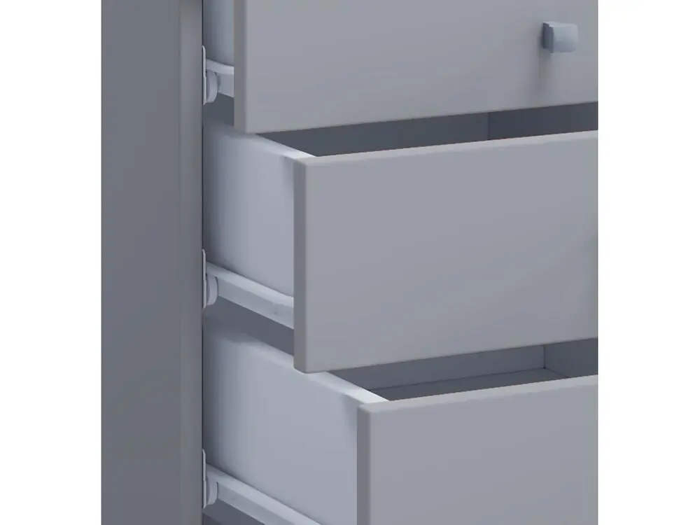 Plan de Travail Ergonomique Lona Commode de bureau sur roulettes avec 4 tiroirs, gris.