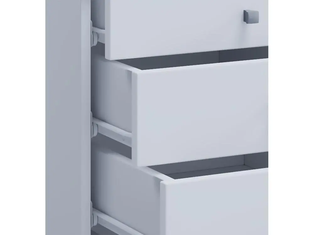 Poste de travail assis-debout Lona Commode de bureau sur roulettes avec 4 tiroirs, blanc.