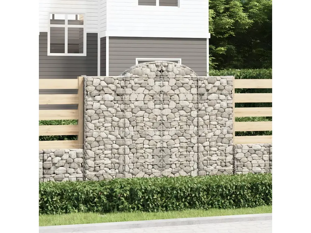 Poste de travail assis-debout Paniers à gabions arqués 9 pièces 200x50x160/180 cm Fer galvanisé