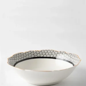 Jenna Clifford Midnight Bloom Salad Bowl 23cm - White & Noir jais