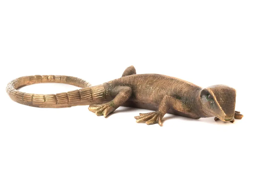 Lézard bronzé en polyrésine 46,5 cm