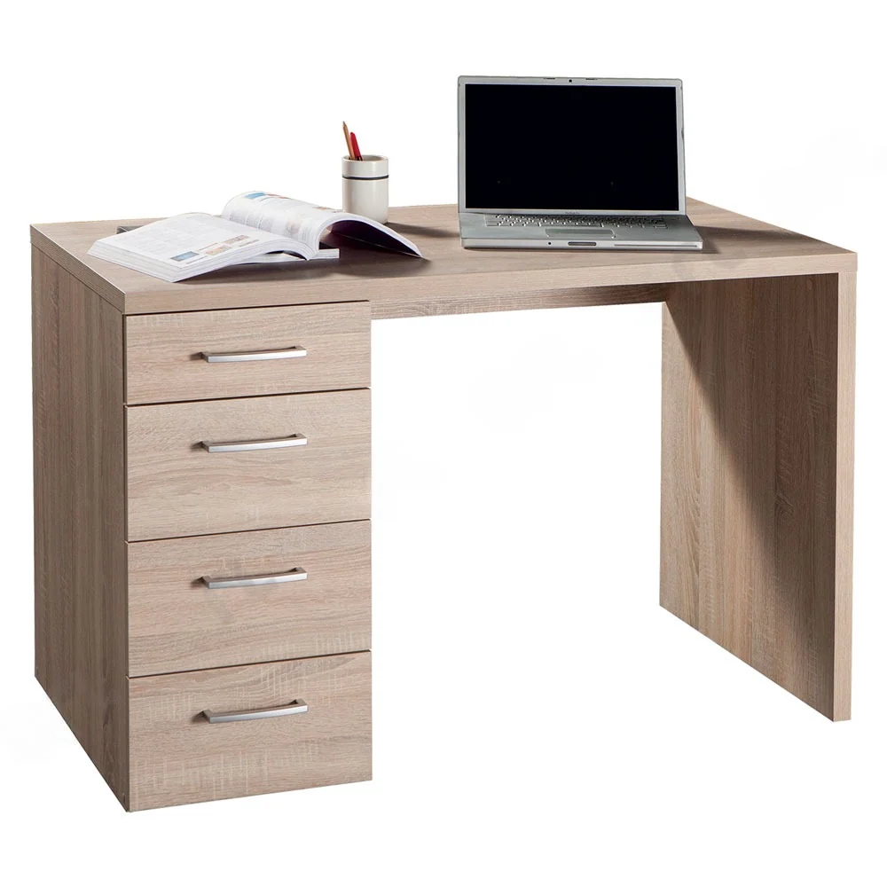 Bureau avec 4 tiroirs latéraux modèle Alimos - Chêne | Livraison Rapide