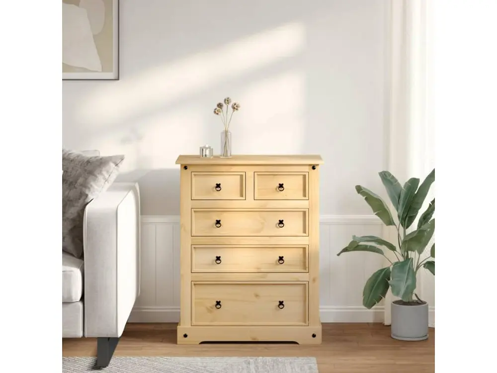 Commode Corona 92x48x114 cm bois massif de pin