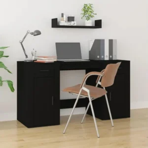 Économique et Silencieux Bureau avec armoire noir bois d'ingénierie