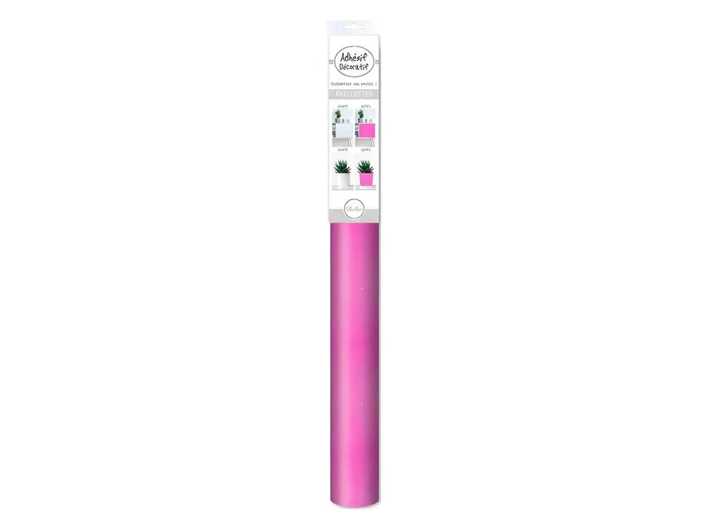 Rouleau Sticker pailleté Fushia 45 x 150 cm