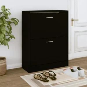 Armoire à chaussures Noir 63x24x81 cm Bois d'ingénierie Couleur assortie au bureau