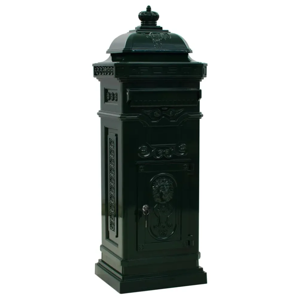 Boîte aux lettres à pilier aluminium ancien antirouille vert 02_0041555