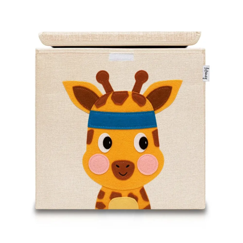 Boîte de rangement en tissu pour enfant "girafe" avec couvercle, interopérable Ikea Kallax Lifeney pour Espace réduit