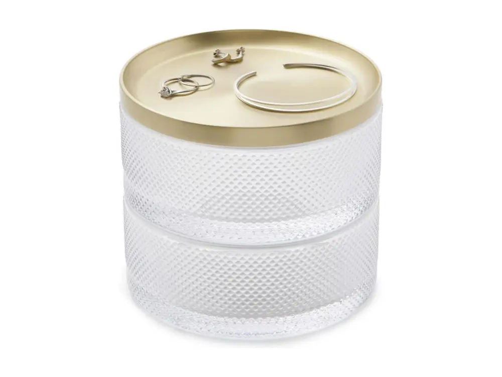 Porte-stylos magnétique Boîte à bijoux verre couvercle laiton Tesora