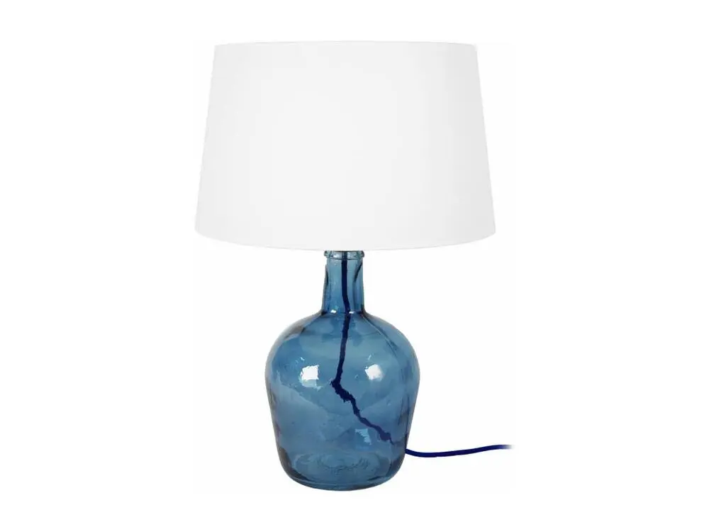 BORDEAUX - Lampe poser bouteille verre bleu et blanc Dimensions 160x80 cm