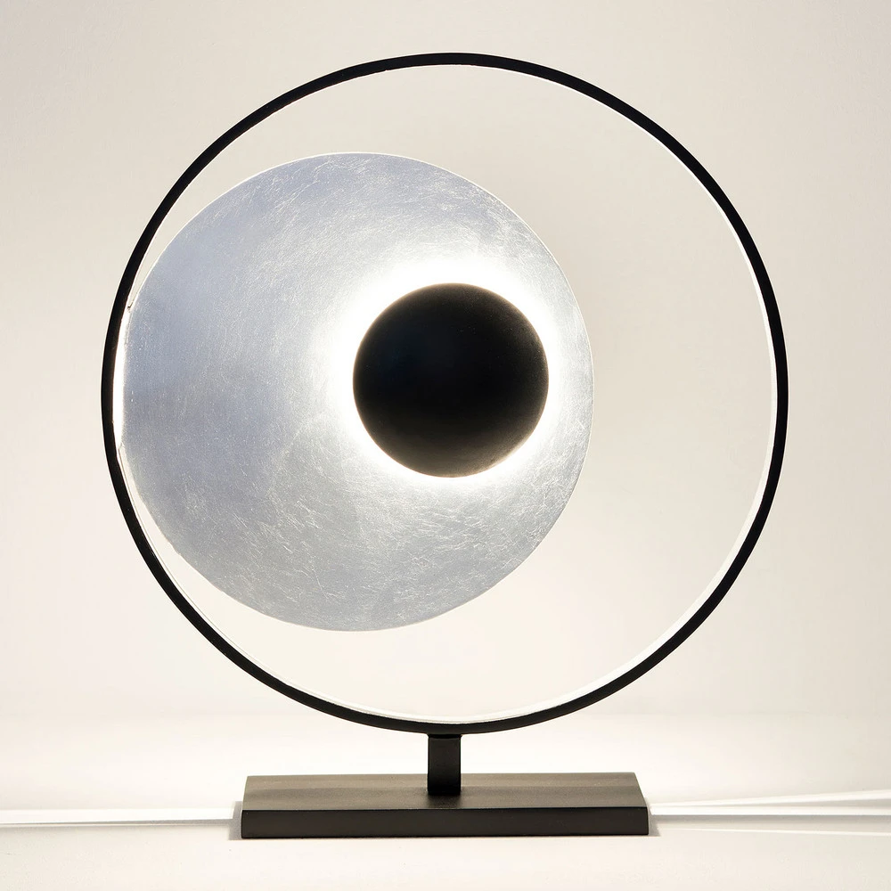 Bureau avec rangement Lampe à poser Satellite en argenté-noir 58 cm