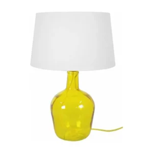 Bureau à caisson BORDEAUX - Lampe poser bouteille verre jaune et blanc