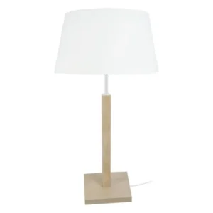 Bureau à caisson HOD B - Lampe poser colonne bois naturel et blanc