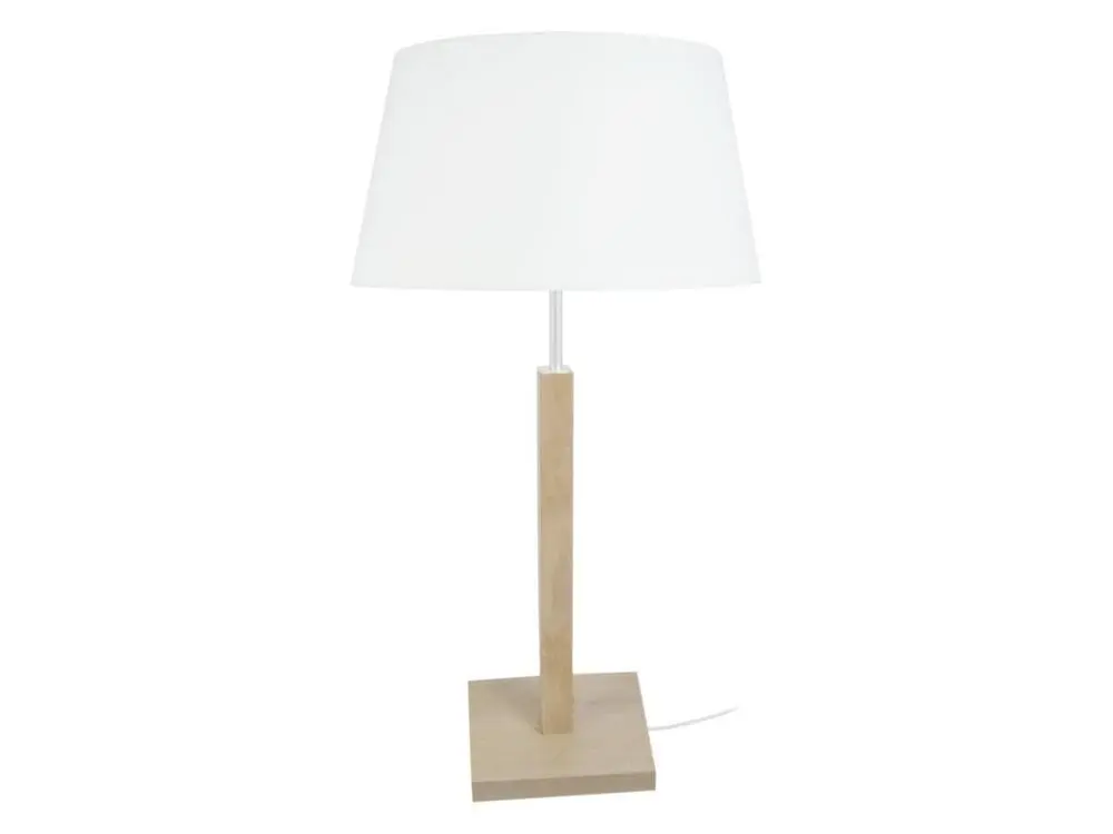 Bureau à caisson HOD B - Lampe poser colonne bois naturel et blanc