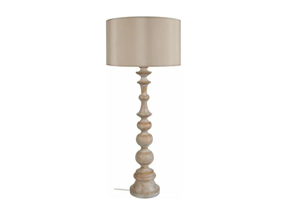 Bureau compact ANAIS - Lampe poser colonne bois profond et taupe