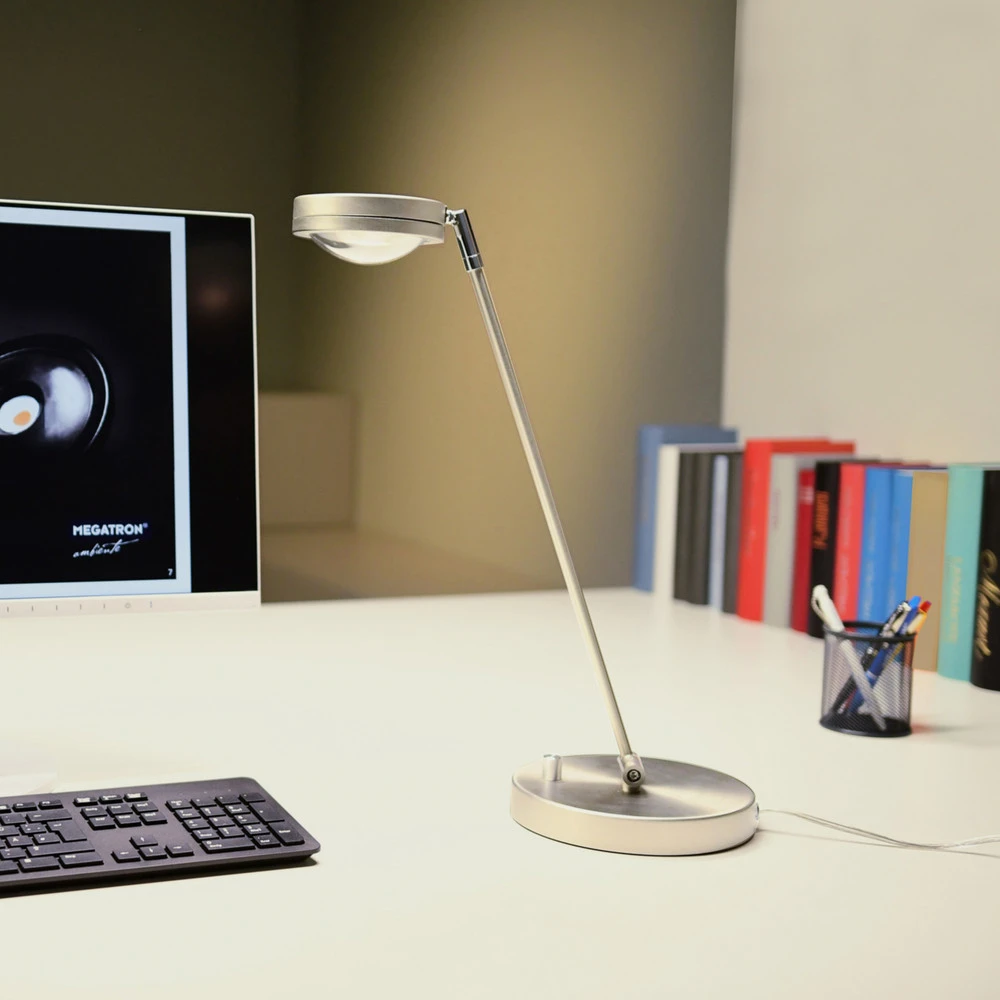 Bureau compact Megatron Ottica lampe à poser LED dimmable, titane