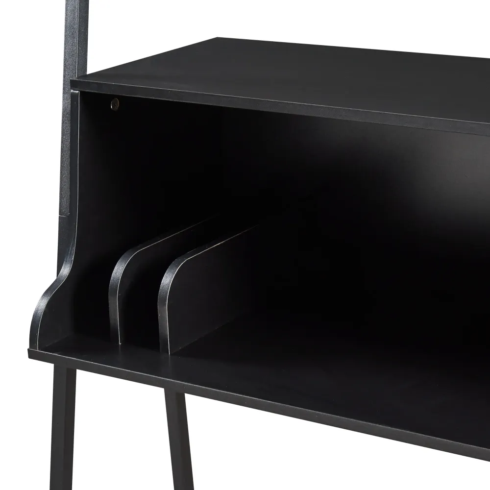 Bureau table poste de travail acier 184 x 80 x 40 cm noir 03_0009067 Couleur Noyer