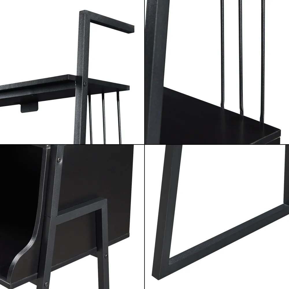 Bureau table poste de travail acier 184 x 80 x 40 cm noir 03_0009067 Couleur Noyer