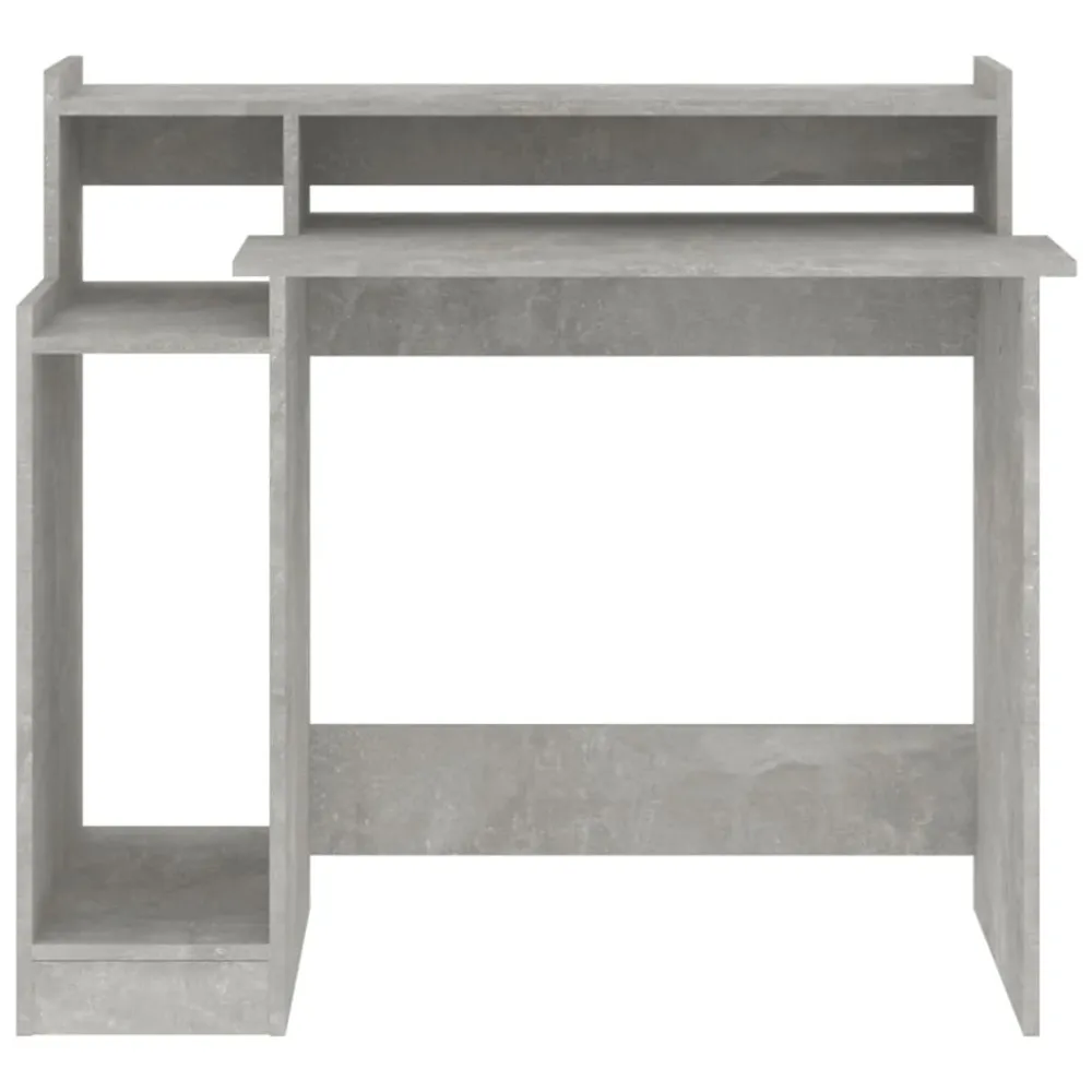 Bureau table poste de travail meuble d'ordinateur informatique étude et lumières LED 97 x 45 x 90 cm bois d'ingénierie gri...