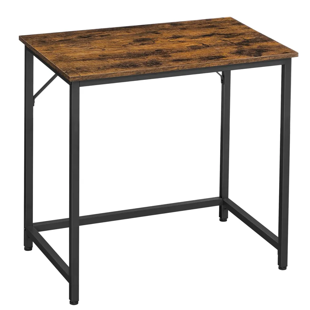 Bureau table poste de travail 80 x 50 x 75 cm pour bureau salon chambre assemblage minimaliste métal style industriel marr...