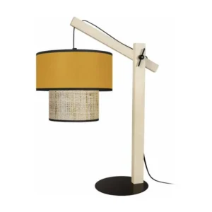 COCHIN P - Lampe poser articulé bois naturel et jaune avec mémoire de positions