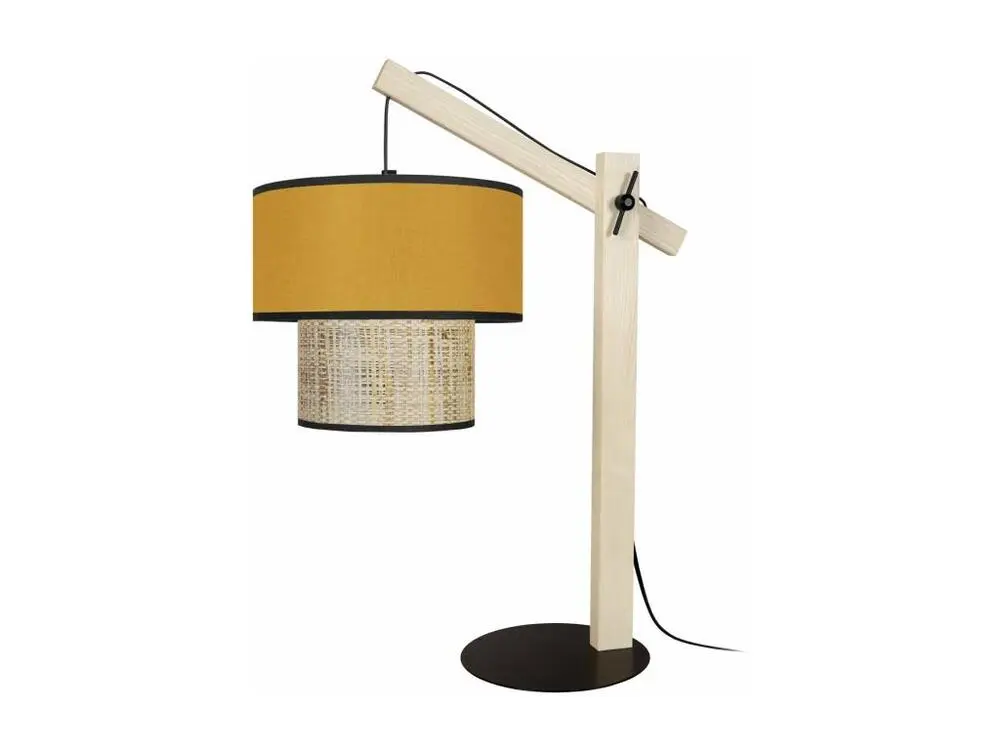 COCHIN P - Lampe poser articulé bois naturel et jaune avec mémoire de positions