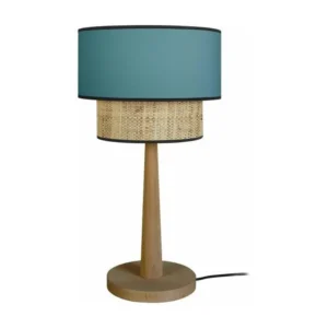 COCHIN - Lampe poser droit bois noir et bleu Hauteur 65-125 cm