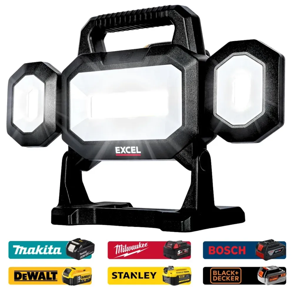 Excel 18V LED Work Light 5000 Lumens Multi-Brand Battery Compatiblity en Mélaminé résistant