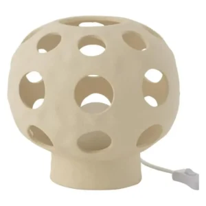 Lampe globe en pierre crème 23 cm