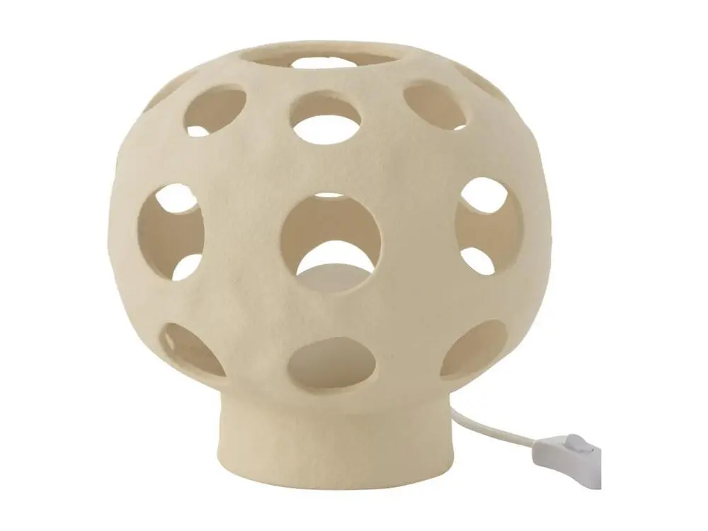 Lampe globe en pierre crème 23 cm