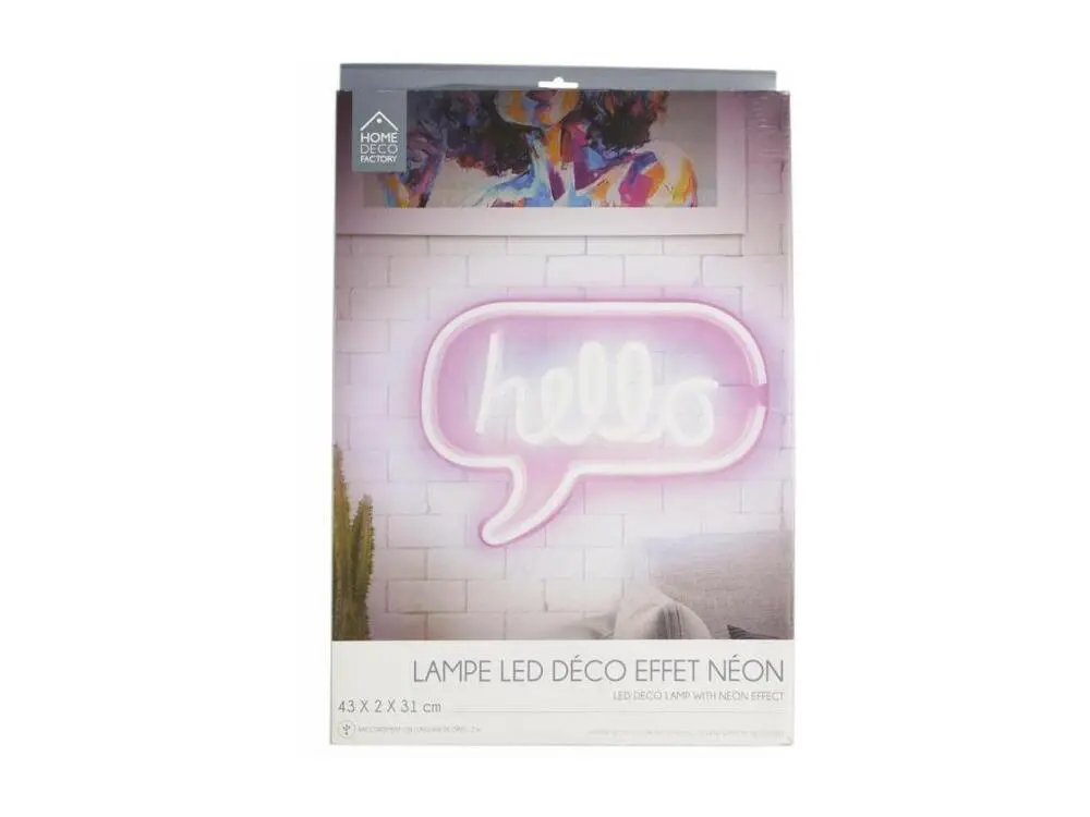 Lampe LED effet néon Hello pour espace ouvert