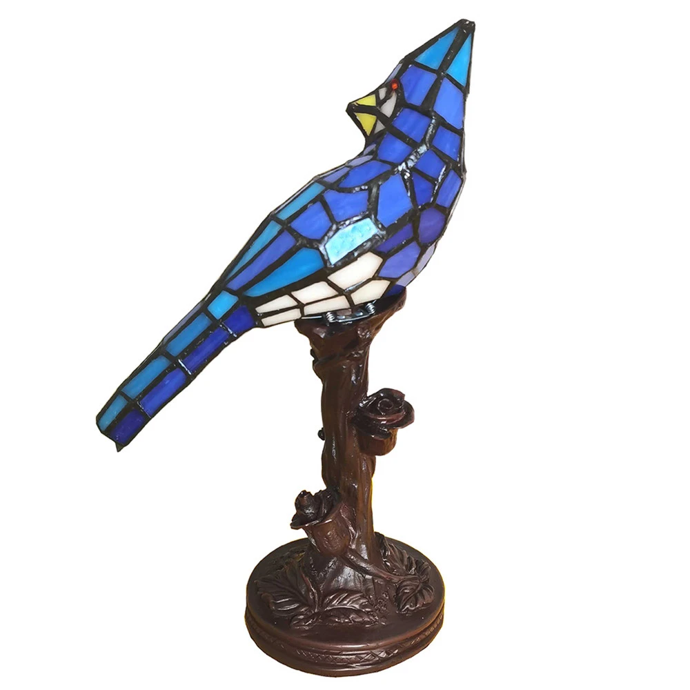 Lampe à poser 5LL-6102BL Oiseau, bleue Tiffany Hauteur 65-125 cm