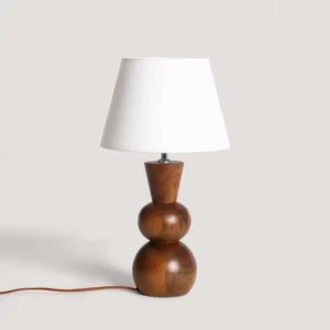 Lampe à Poser en bois Vinda ILUZZIA Blanc avec tablette coulissante pour clavier