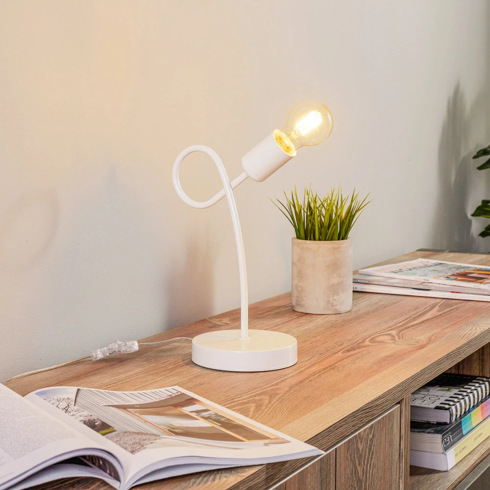 Lampe à poser Joiy, blanche avec mémoire de positions