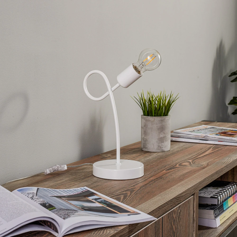 Lampe à poser Joiy, blanche avec mémoire de positions