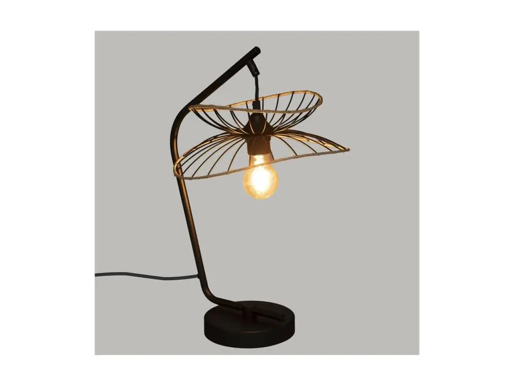 Lampe à poser en Métal Noir H 50 cm avec tablette coulissante pour clavier