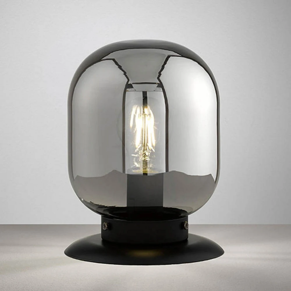 Lampe à poser Regi en verre, gris fumée avec mémoire de positions