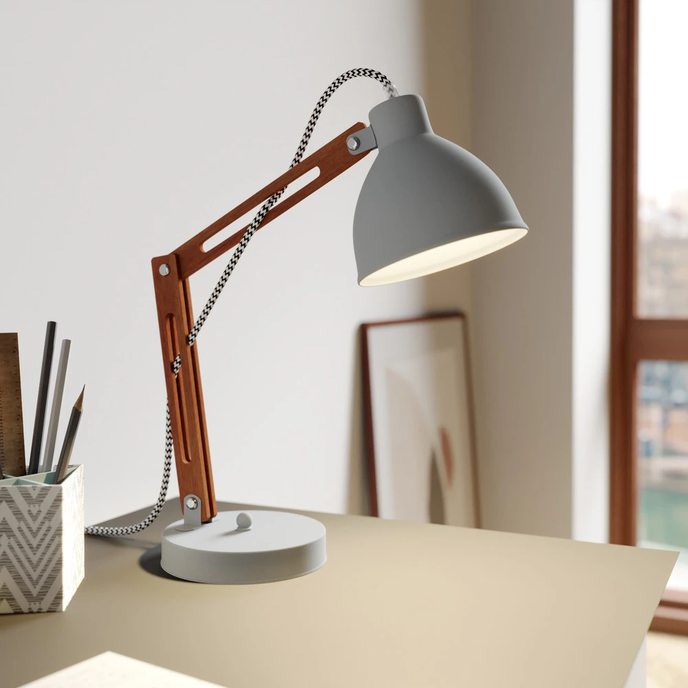 Meuble de Bureau Modulable Lampe à poser Skansen réglable, grise
