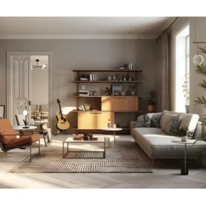 Modèle de bureau CUBA avec détail en or led 8w de MANTRA Couleur Noyer