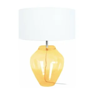 Plan de Travail Ergonomique VASE - Lampe poser vase verre jaune et blanc