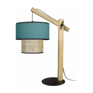 Poste de travail assis-debout COCHIN P - Lampe poser articulé bois obscur et bleu