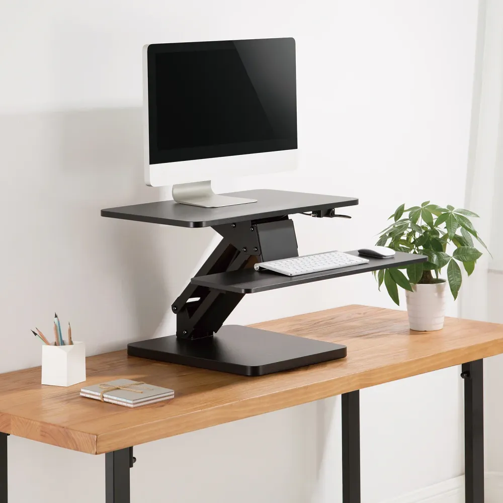 Poste de travail assis-debout Fixation de bureau pour clavier et moniteur ou ordinateur transportable Maclean MC-882